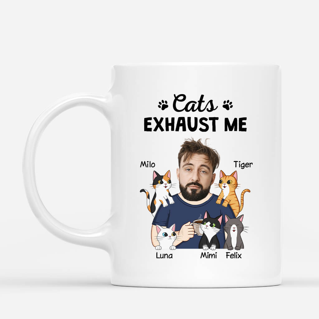 2706MUK1 cats exhaust me  funny personalised mugs for cat lovers