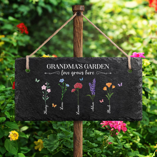 2714AUS2 custom uv printed slate garden signs momgrandmas garden love grows here_ 2714ae8p7a