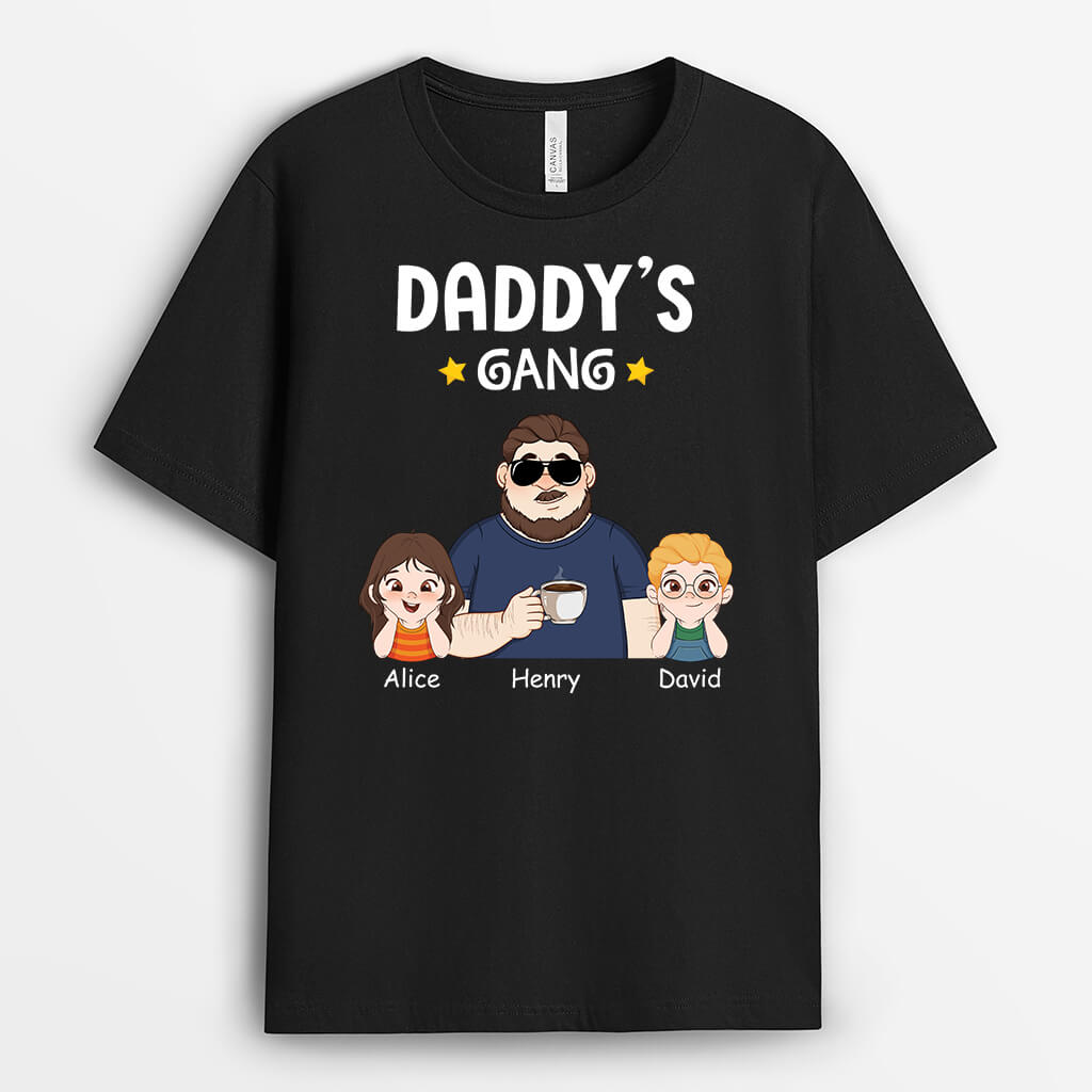 2741AUK1 daddys gang  t shirt with custom design for men