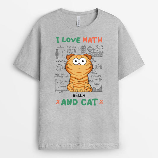 2746AUK2 love math and cats t shirt  custom cat themed gifts