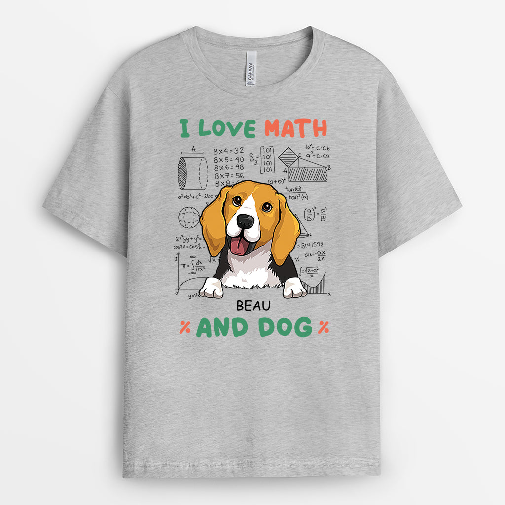 2746AUS2 love math and dogs t shirt  custom dog inspired gifts