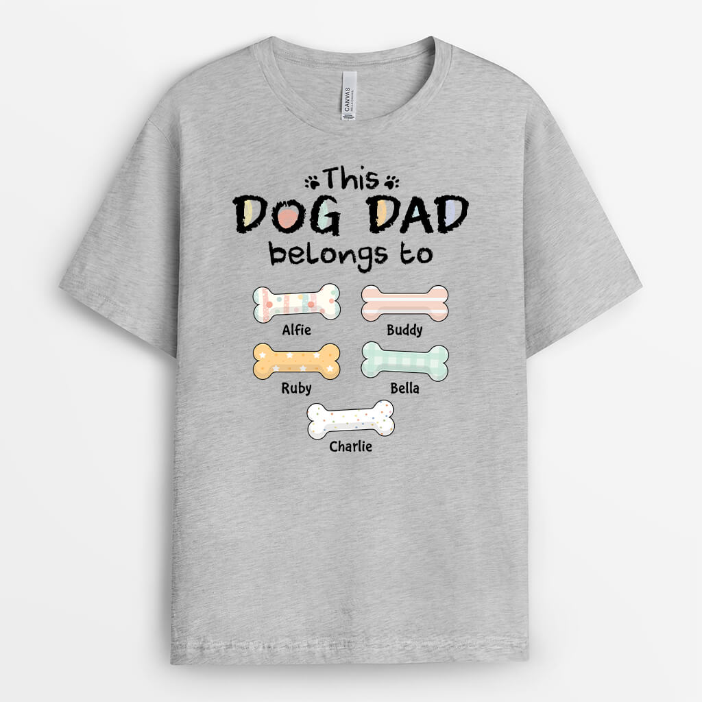 2752AUK2 dog mum dog dad belongs to t shirt  unique dog themed gifts with bone patterns