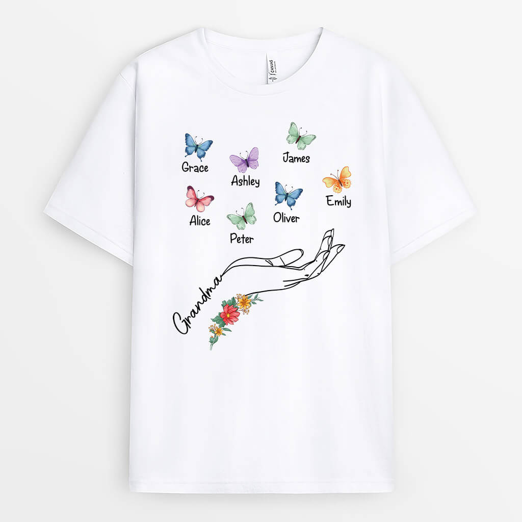 2782AUK1 mum and butterfly t shirt  personalised presents for mum