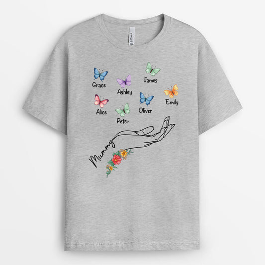 2782AUK2 mum and butterfly t shirt  personalised presents for mum