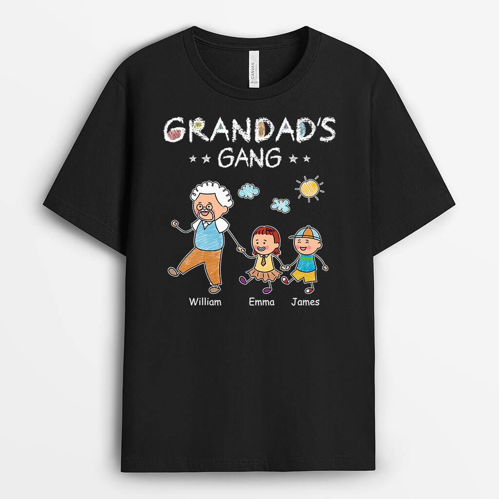 2793AUK1 grandads gang walking with the grandkids t shirt  personalised gift for grandad