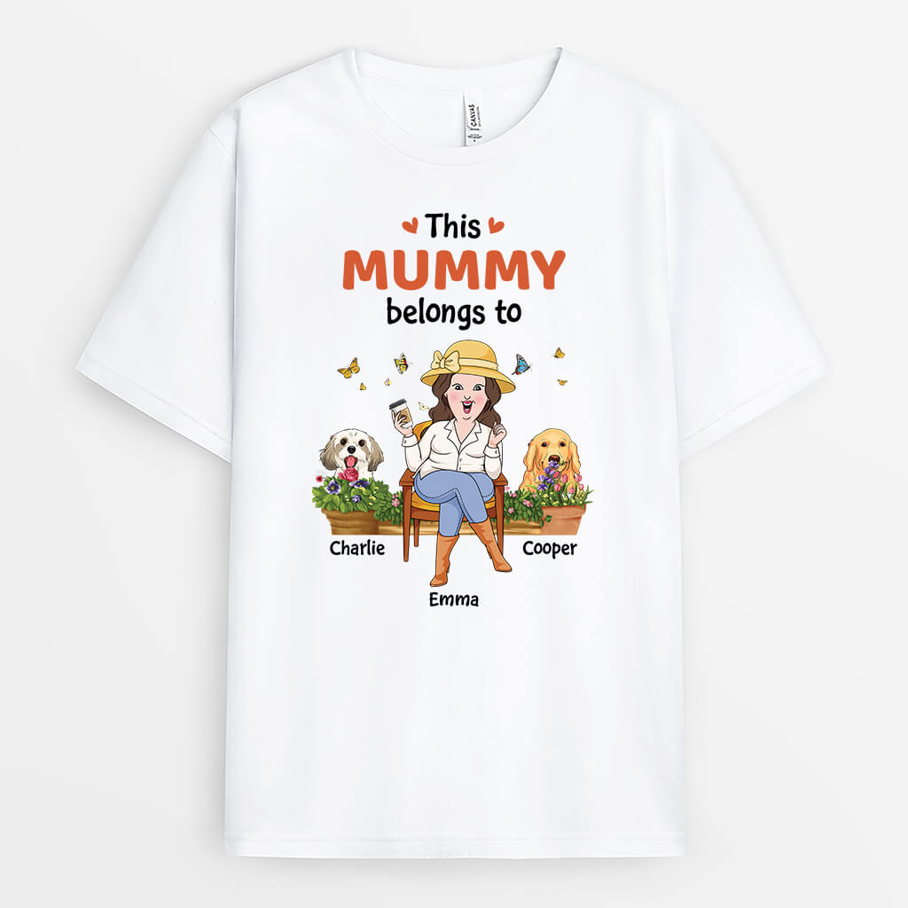 2804AUK1 this mummy belongs to t shirt  personalised dog themed presents