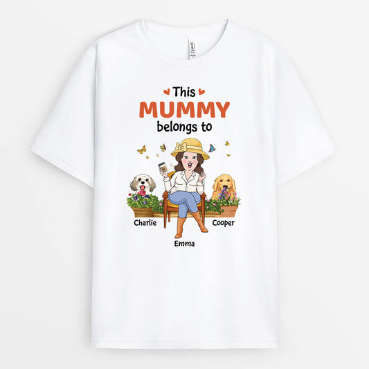 2804AUK1 this mummy belongs to t shirt  personalised dog themed presents