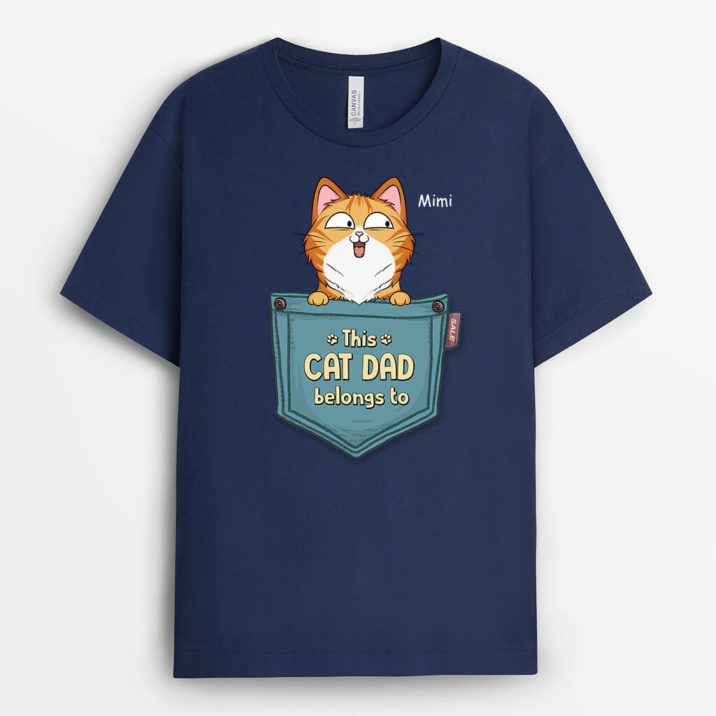 2816AUK2 this cat dad belongs to t shirt  personalised cat lover present ideas