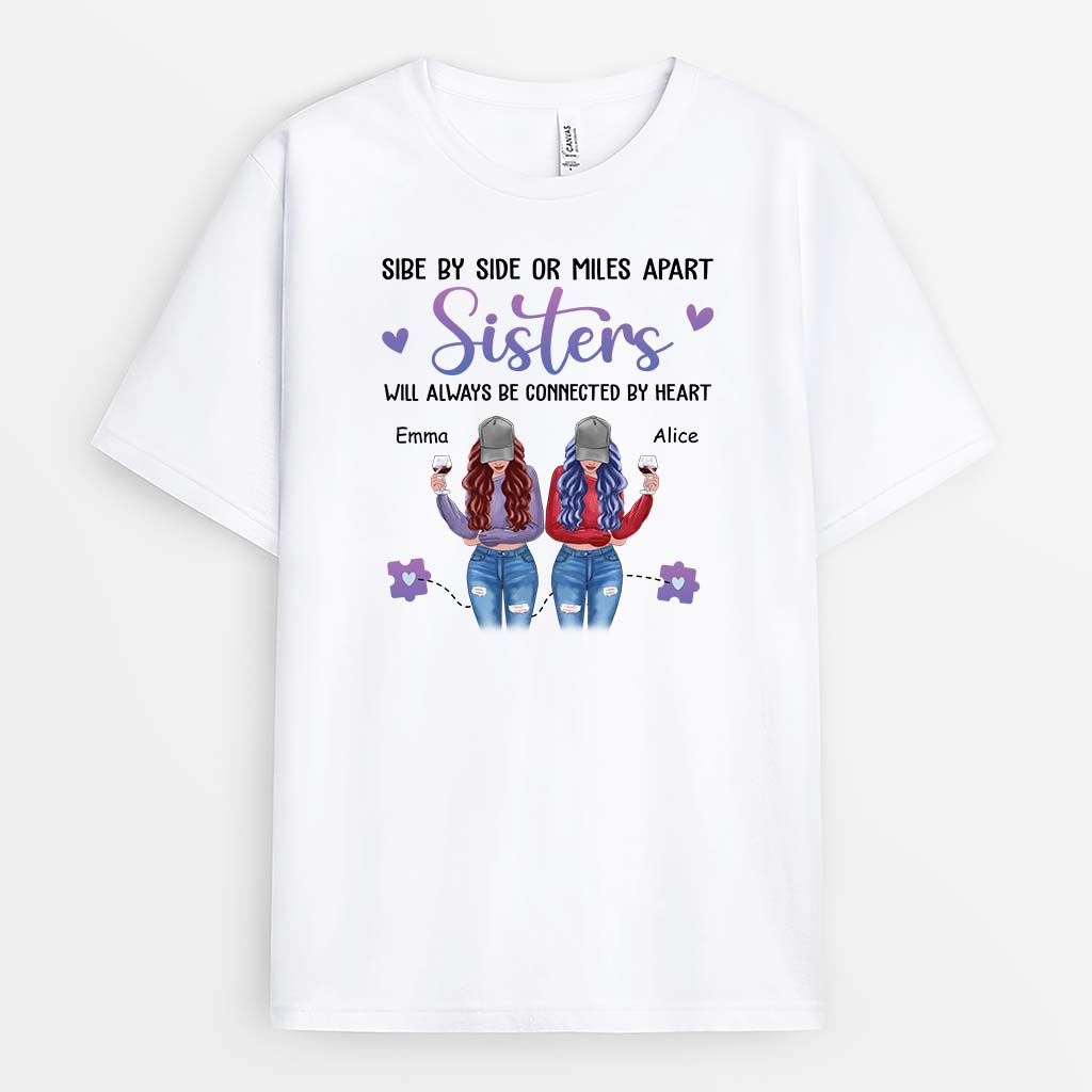 2822AUK1 side by side or miles apart t shirt  personalised gifts for siblings