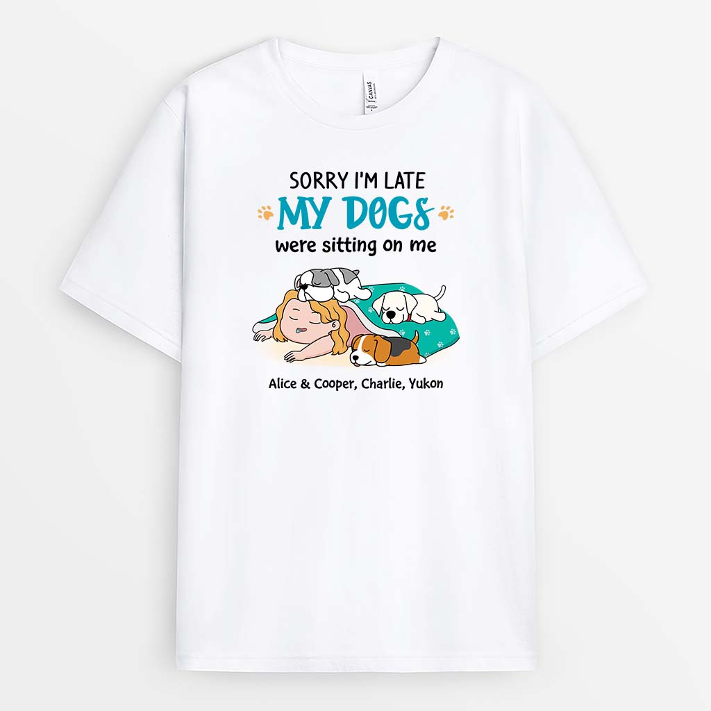 2827AUK1 sorry im late dog  personalised t shirts uk