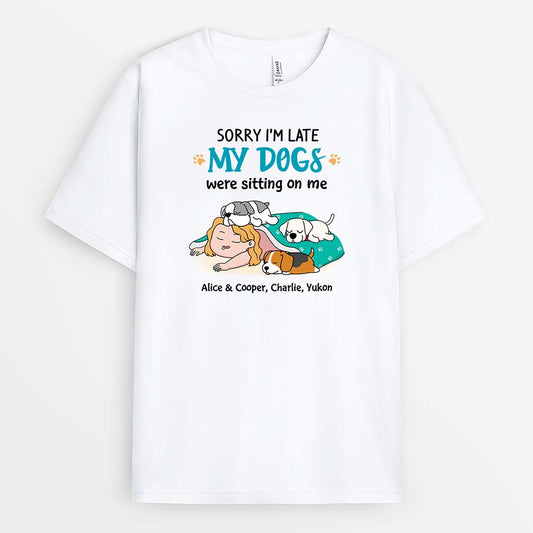 2827AUK1 sorry im late dog  personalised t shirts uk