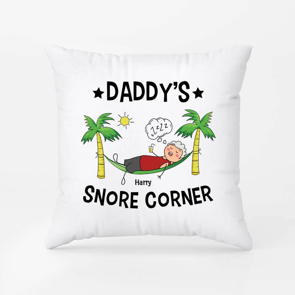 2844PUK2 daddys snore corner pillow  funny personalised gifts for dad