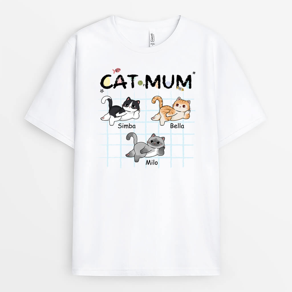 2848AUK1 cat mum t shirt  personalised cat themed gifts