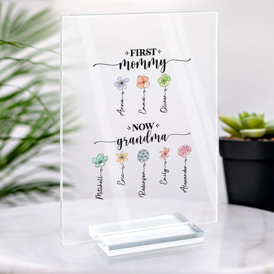 2851RUS2 first mom now grandma acrylic plaque with stand personalized grandma gifts 2851r8q5a