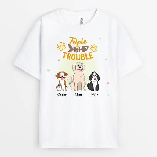 2852AUS1 personalized dog shirts for humans triple trouble dog shirt 2852A