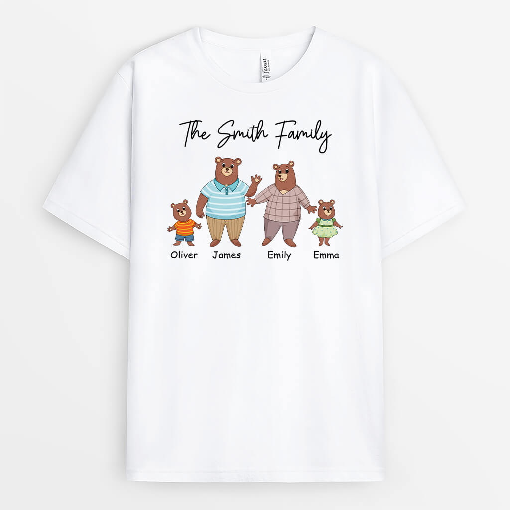 2863AUK1 the smith family bear t shirt  personalised presents for parents