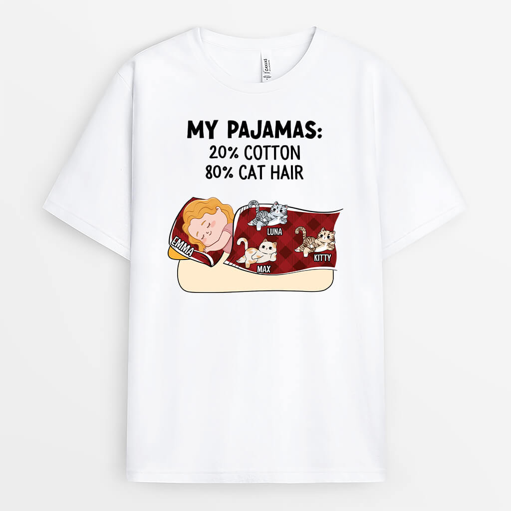 2866AUK1 my pajamas 20_ cotton 80_ cat hair t shirt  personalised t shirt ideas for cat mum