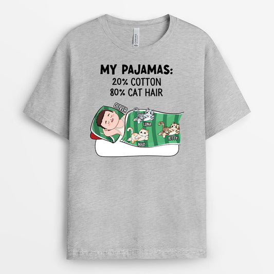 2866AUK2 my pajamas 20_ cotton 80_ cat hair t shirt  personalised t shirt ideas for cat mum