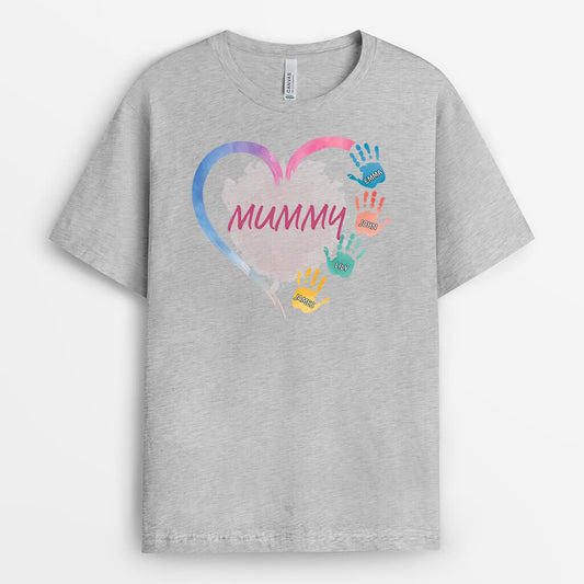 2869AUK2 personalised heart kidss handprints grandma t shirt  personalised gifts for grandma