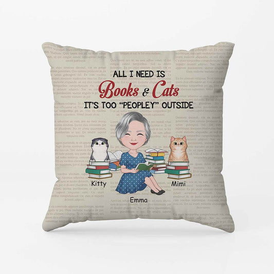 2873PUK2 all i need is book cats pillow  custom gifts for her