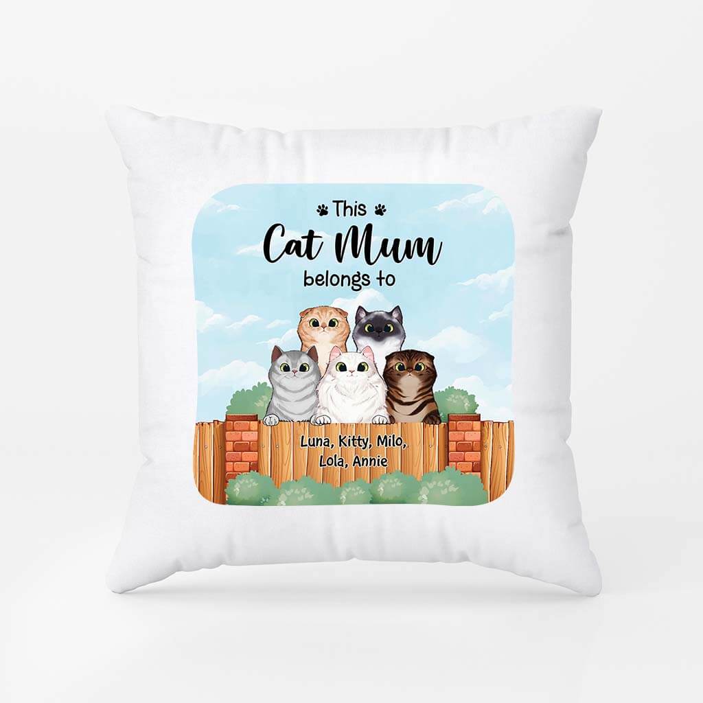 2875PUK2 this cat mum belongs to pillow  personalised gifts for mum