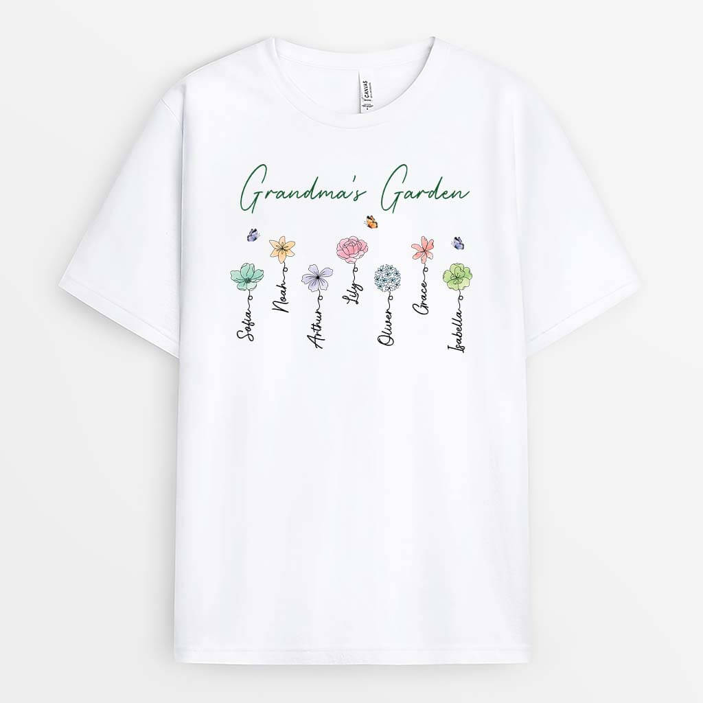 2877AUK1 grandmas garden t shirt  personalised present ideas for grandma