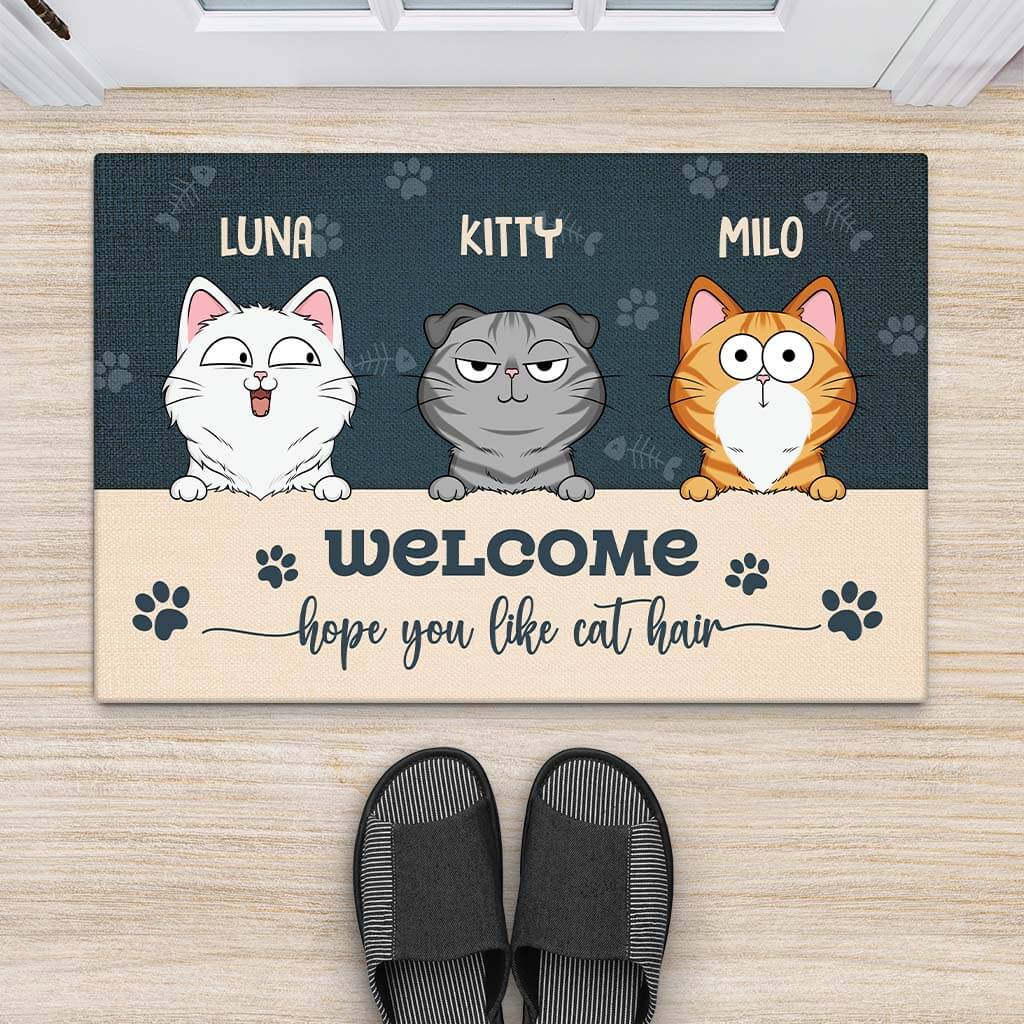 2898DUK2 welcome hope you like cat hair  custom doormat uk