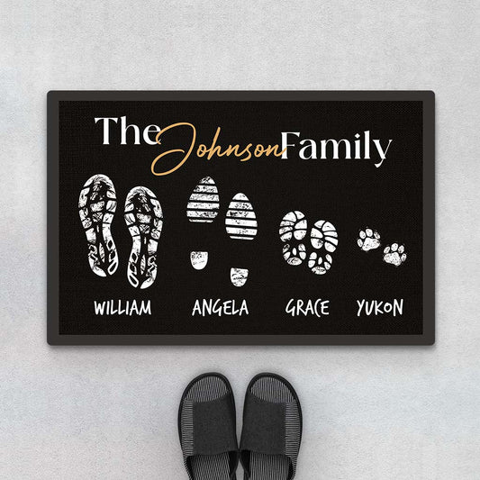 2900DUK1 footprints with family members doormat  customised gift ideas for parents