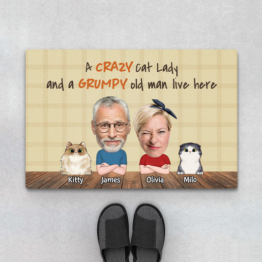 2906DUK1 a crazy cat lady doormat  personalised gift ideas for couple