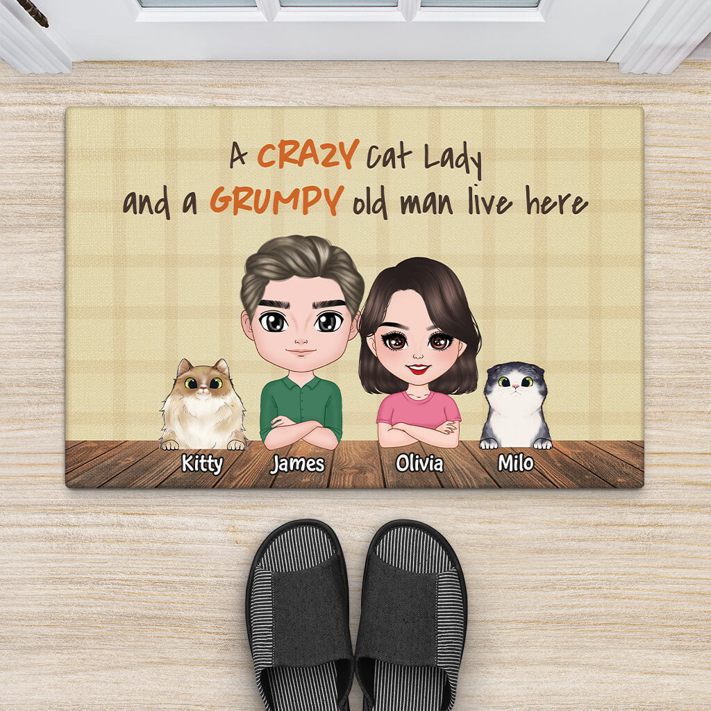 2906DUK2 a crazy cat lady doormat  personalised gift ideas for couple