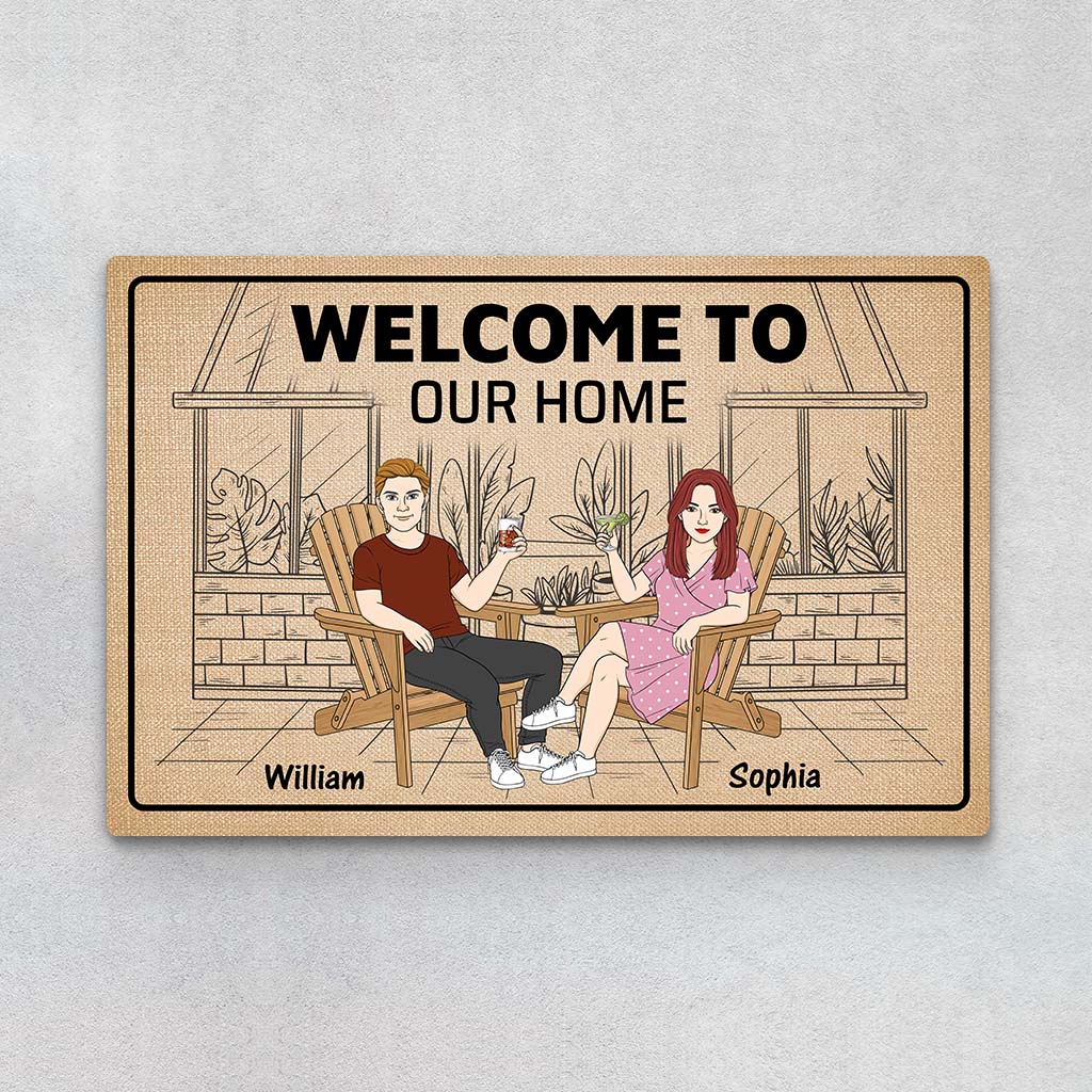 2909DUK1 welcome to our home doormat  personalised present ideas for couple