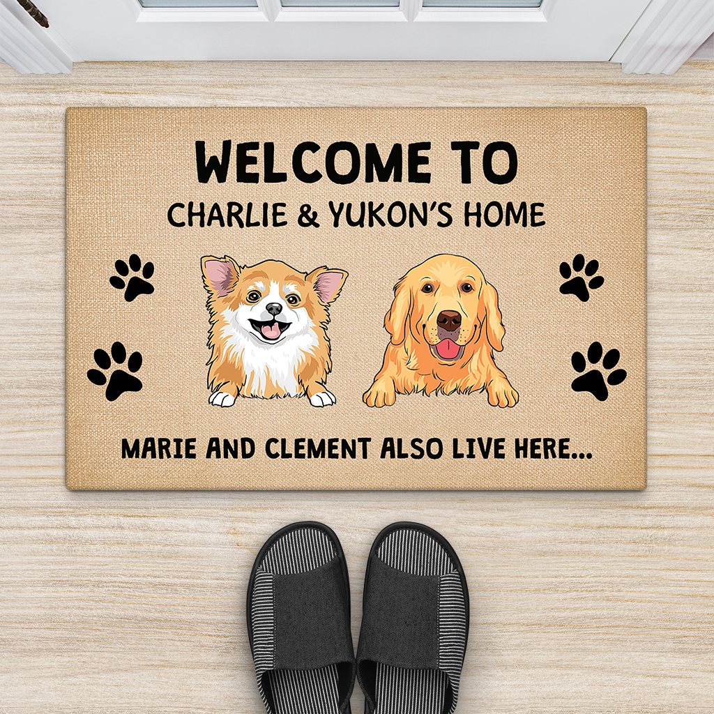 2910DUK2 welcome to beau bellas home doormat  personalised gifts for dog owners