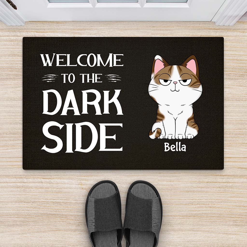 2915DUK2 welcome to the dark side doormat  personalised gifts for cat lovers