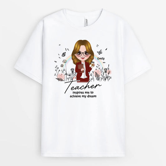 2921AUK1 teacher inspires us to achieve our dreams t shirt  custom gifts for her