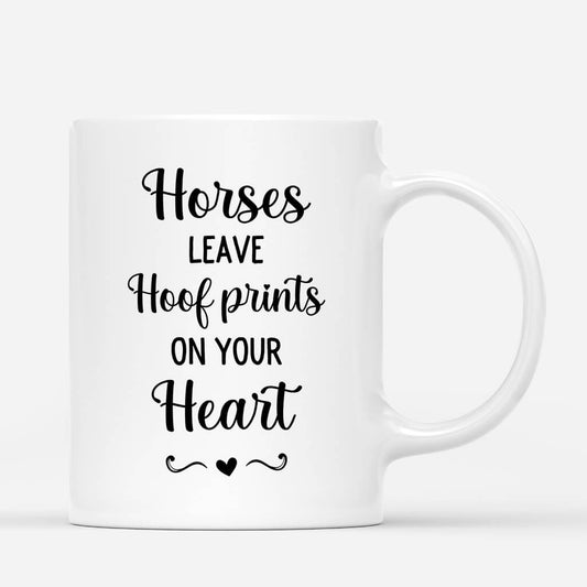 2938MUK2 horses leave hoof prints on your heart  customised mug for her