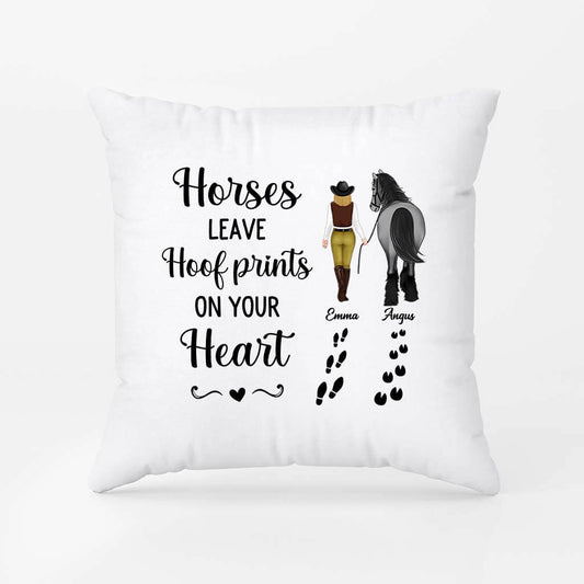 2938PUK2 horses leave hoof prints on your heart pillow  custom present for her