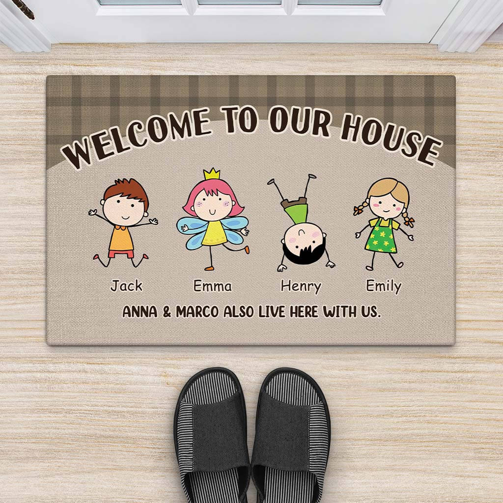 2957DUK2 welcome to our house doormat  personalised gifts for family