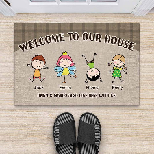 2957DUK2 welcome to our house doormat  personalised gifts for family