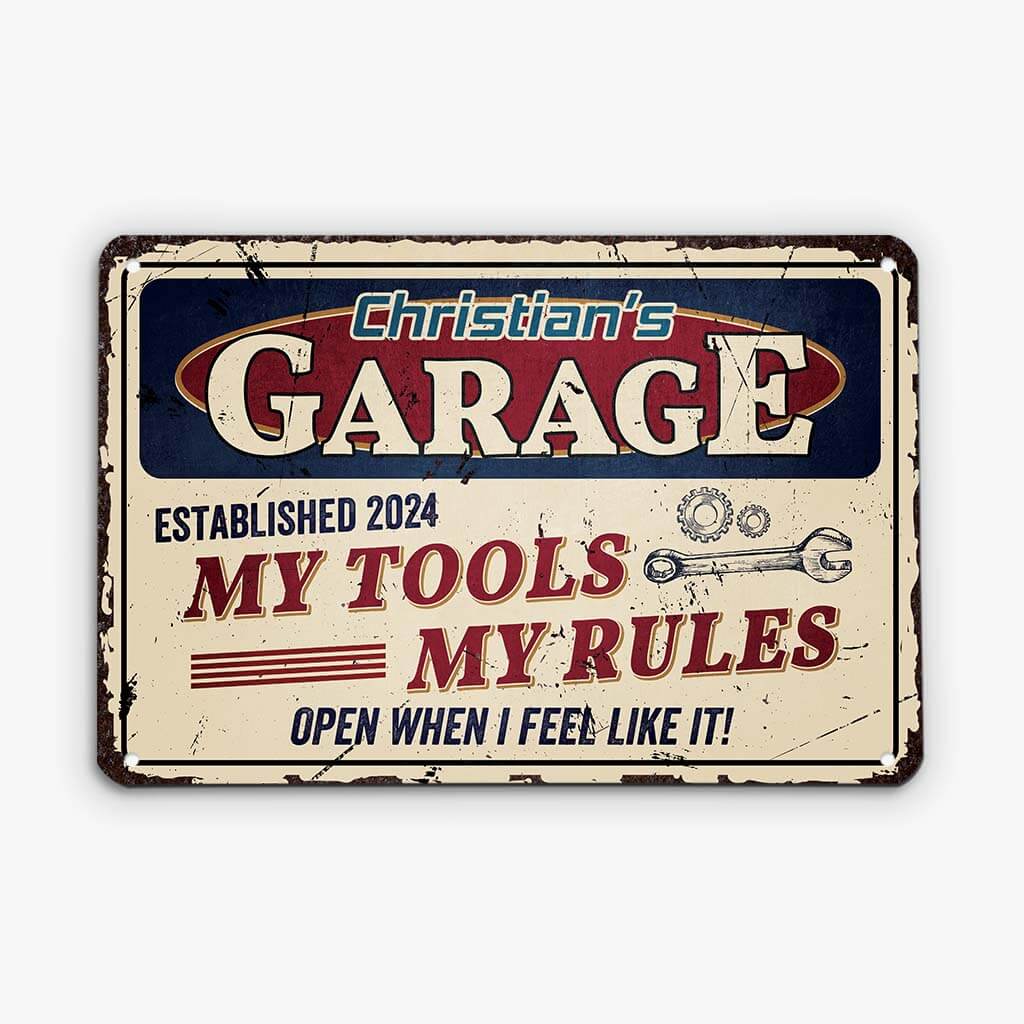 2959EUK1 my tools my rules metal sign  personalised gifts for men