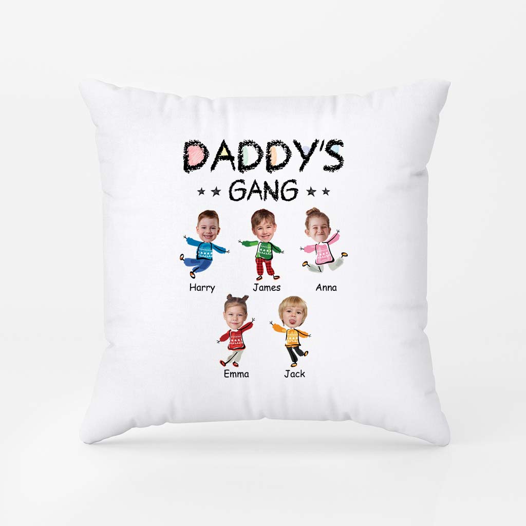 2961PUK1  grandads gang kids faces christmas pillow  customised presents for grandads