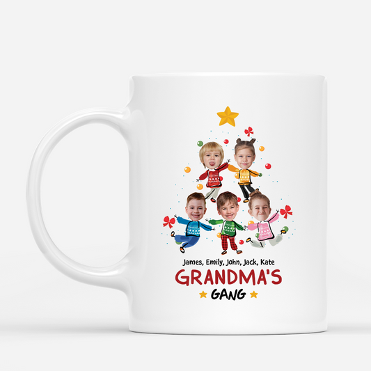 2964MUS1 grandmas gang christmas printed kids faces mug  custom present for grandma