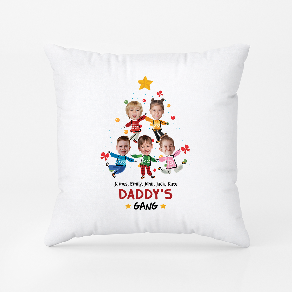 2964PUS2 grandmas gang christmas with kids faces pillow  customised present for grandma