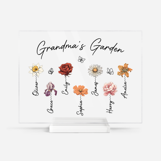 2966RUS1 grandmas garden acrylic plaque with stand custom mothers day gifts 2966r8t5a