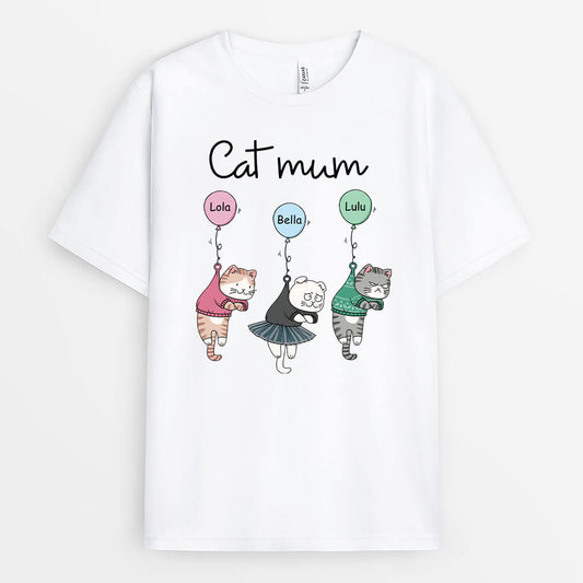 2975AUK1 balloon cat mum t shirt  personalised gifts for cat mum