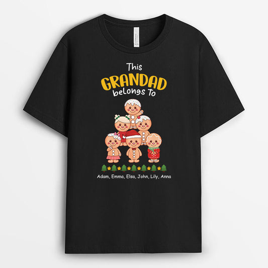 2981AUK1 christmas this grandad belongs to t shirt  personalised gift ideas for grandad