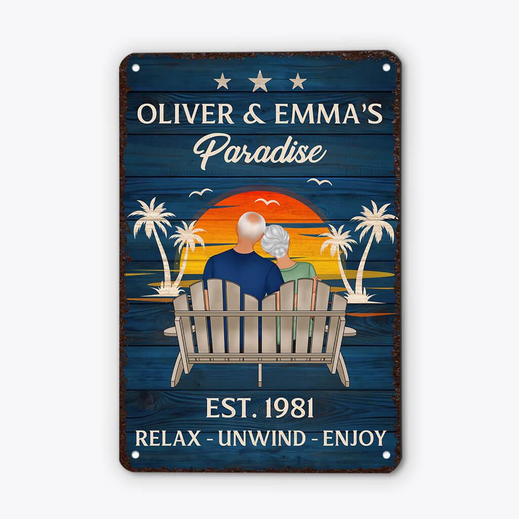 2982EUK1 paradise metal sign  personalised gift ideas for couple