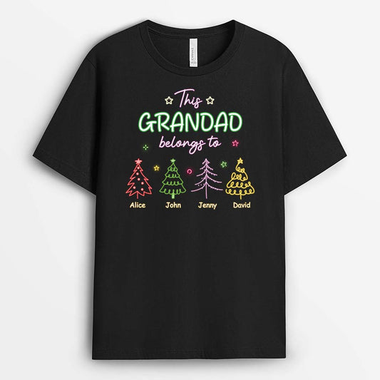 2989AUK1 christmas tree this grandad belongs to t shirt  personalised gifts for grandad