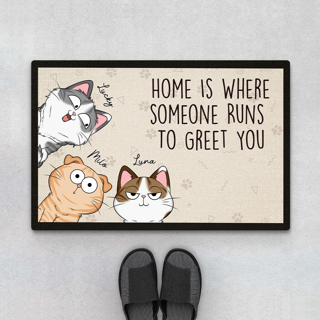 2993DUK1 home is doormat  personalised gifts for cat lovers