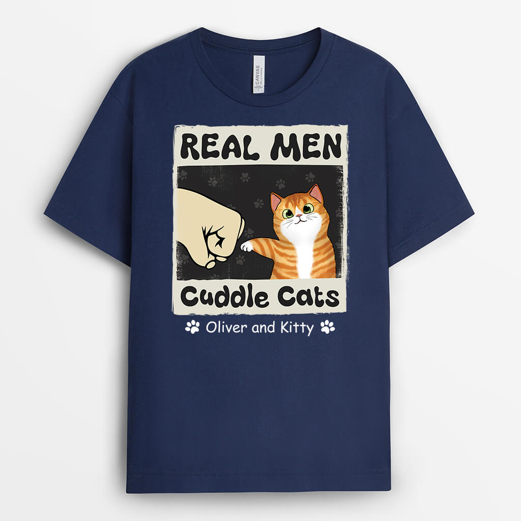 2997AUK2 real men t shirt  personalised gifts for cat dad