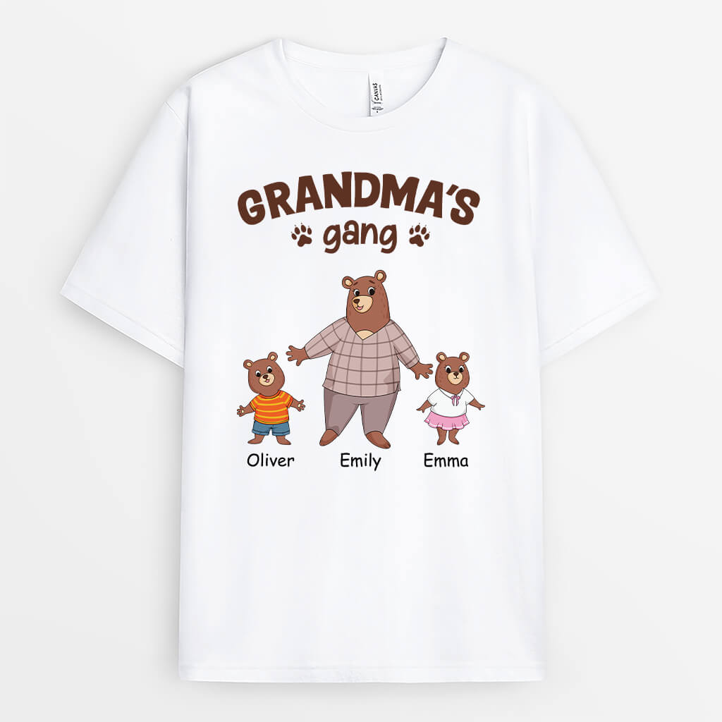 3001AUK1 bear grandmas gang t shirt  personalised presents for grandma